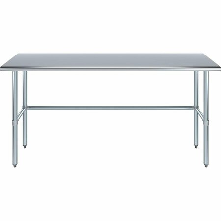 Amgood 18 in. x 72 in. Open Base Stainless Steel Metal Table WT-1872-RCB-Z
